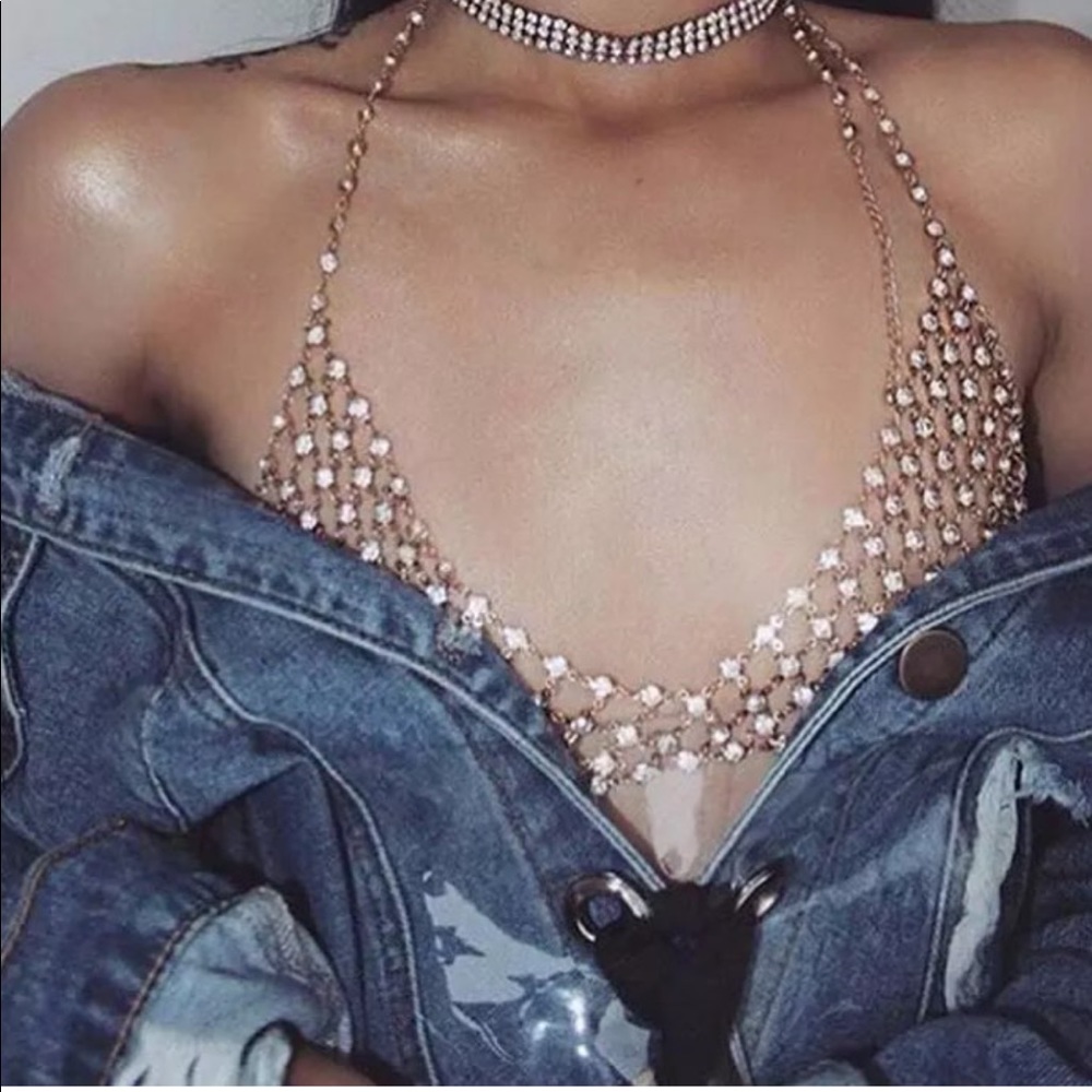 Sexy Rhinestone Chain Bralette - Picture 3 of 5